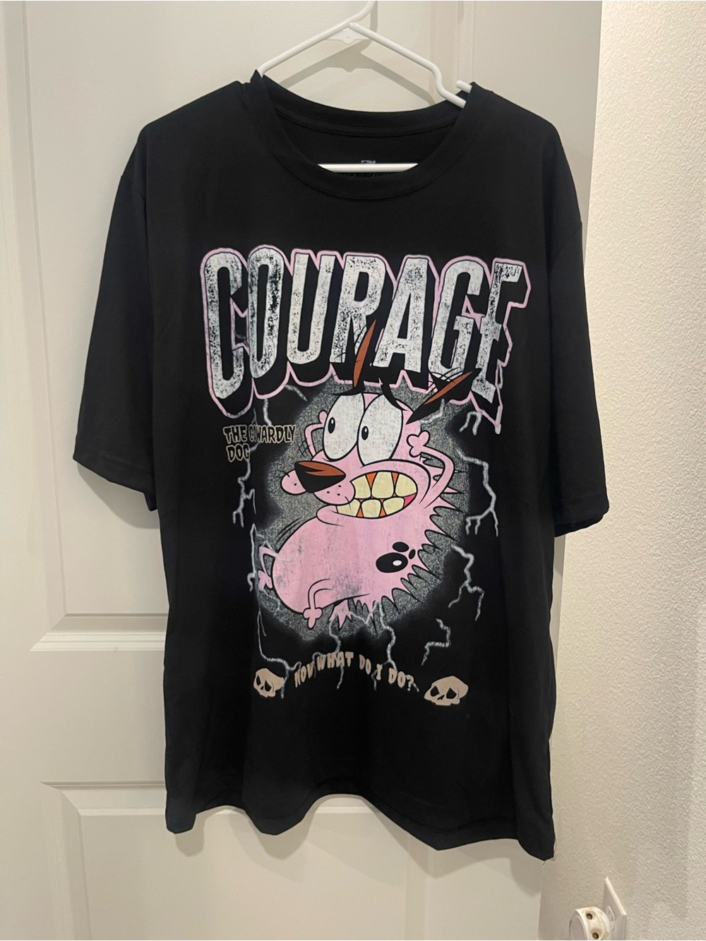 Vintage Cartoon Network Courage the Cowardly Dog Black Graphic T-Shirt Men's XL - Picture 1 of 4